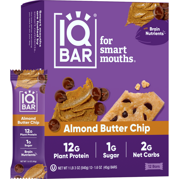 IQ BAR | 12 Almond Butter Chip Protein Bars