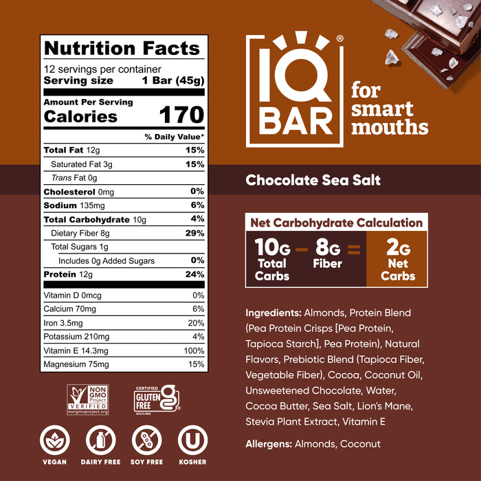 IQ BAR | 12 Chocolate Sea Salt Protein Bars